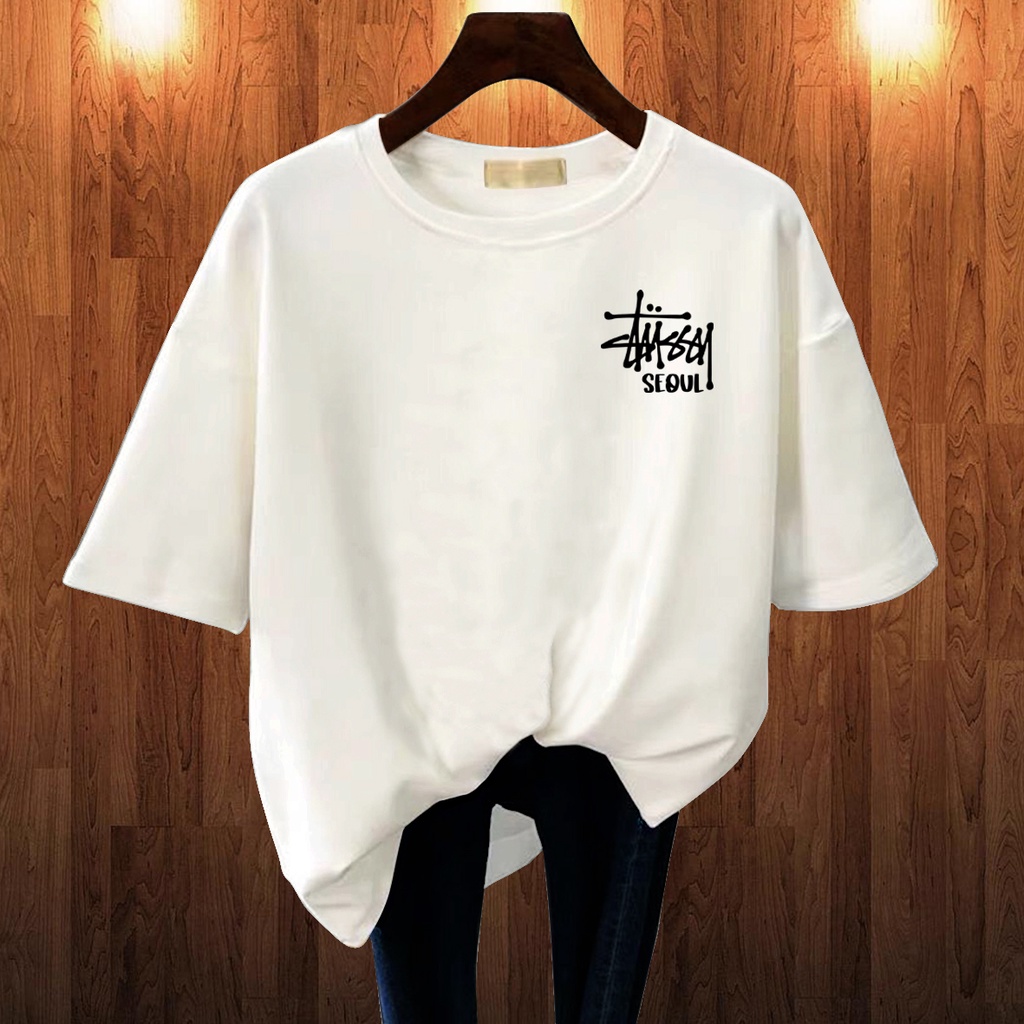 CALVIERO SHOP - BAJU KAOS ATASAN WANITA PRINT LOGO STUSSYSOUL