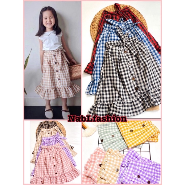 Rok ruffle skirt kids 3-8 tahun dan dewasa bisa couple ya moms