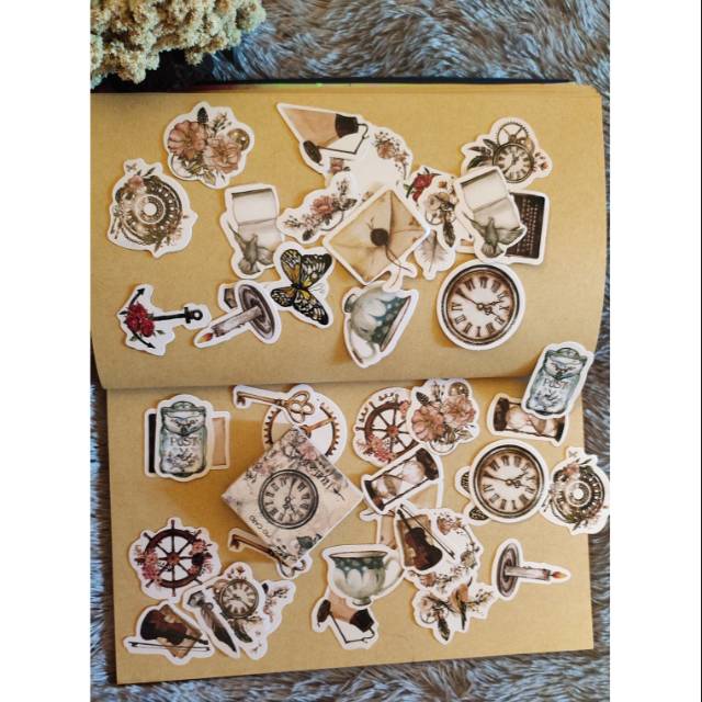 

Stiker lucu vintage untuk hiasan scrapbook notebook dll