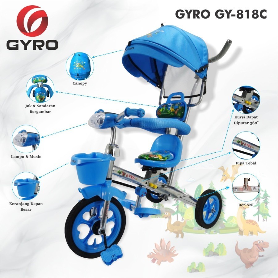 GY 818C Sepeda Anak Stroler roda tiga GYRO 818C Murah Tricycle Bike