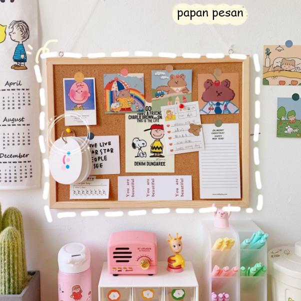 

LANGSUNG KIRIM.. Note Memo Board Shop papan gabus cork board Wood Wall Hanging Message Bulletin Board Frame Notice [julyforud]