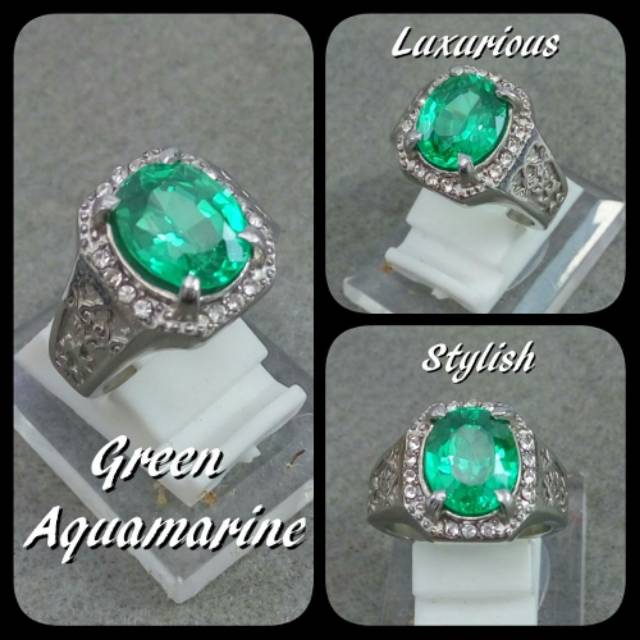 CINCIN PERMATA GREEN AQUAMARINE