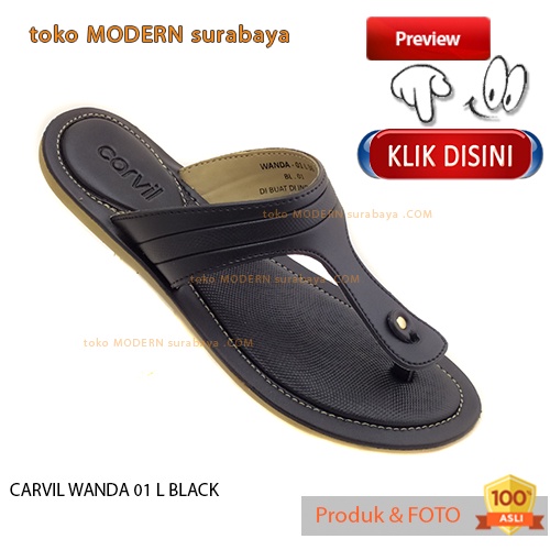 CARVIL WANDA 01 L BLACK sandal wanita casual sandal jepit flat