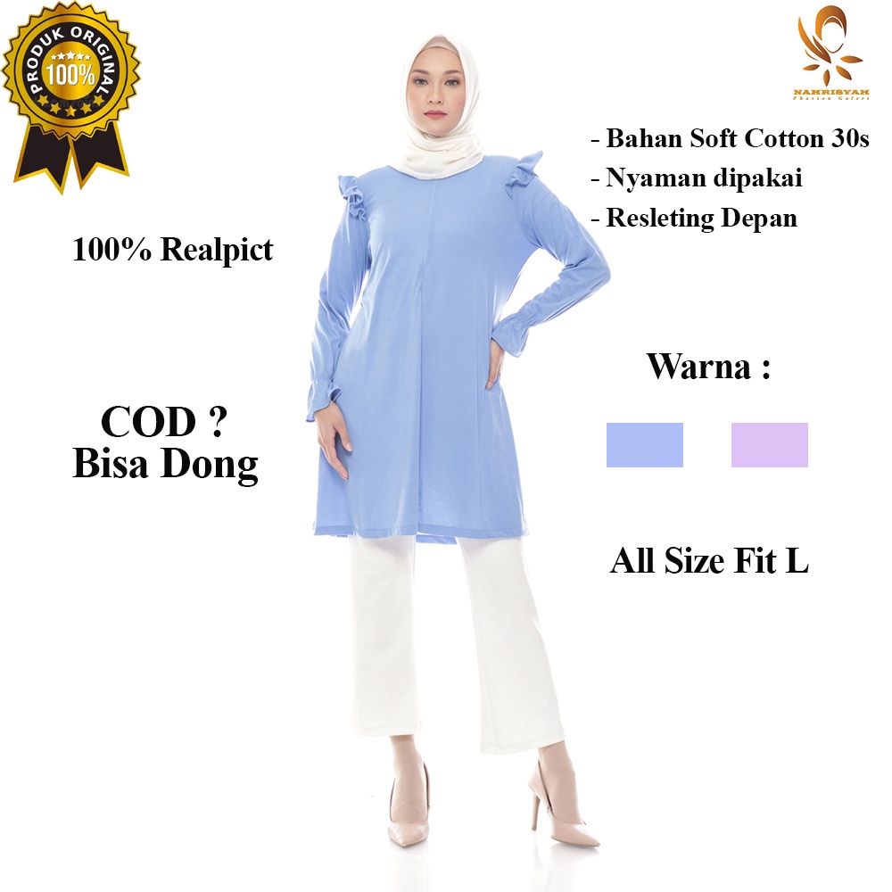 Baju Pakaian Tunik Muslim Wanita Terbaru Import Panjang Kekinian bahan kaos Long Cantik Modern Forma