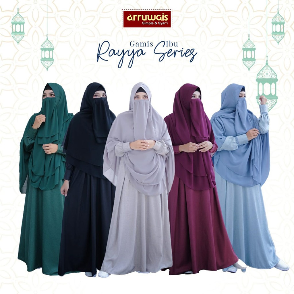 GAMIS IBU POLOS - GAMIS DEWASA SET JILBAB&CADAR - RAYA SERIES BY ARRUWAIS - ORIGINAL BRAND