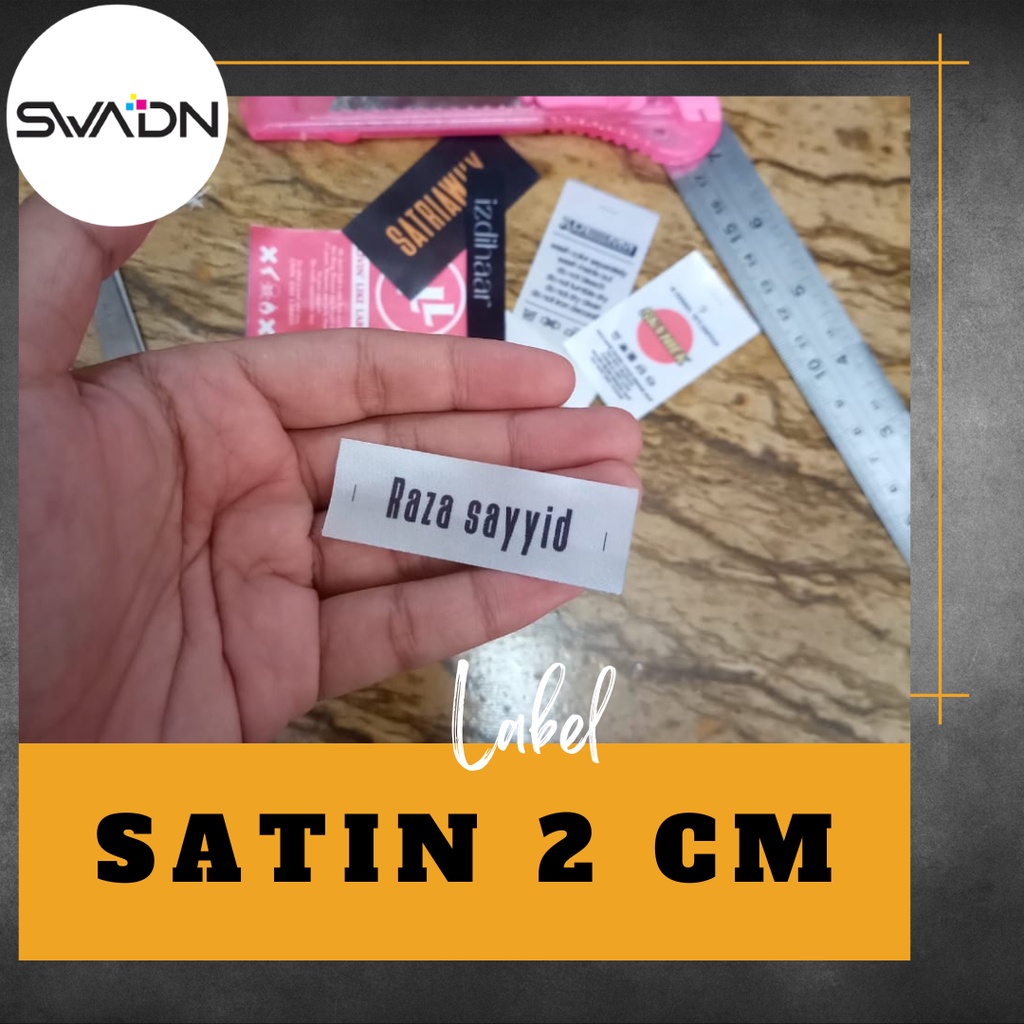 LABEL HIJAB 2 CM / LABEL KERUDUNG / LABEL SATIN CUSTOM / LABEL baju / Label Kerah