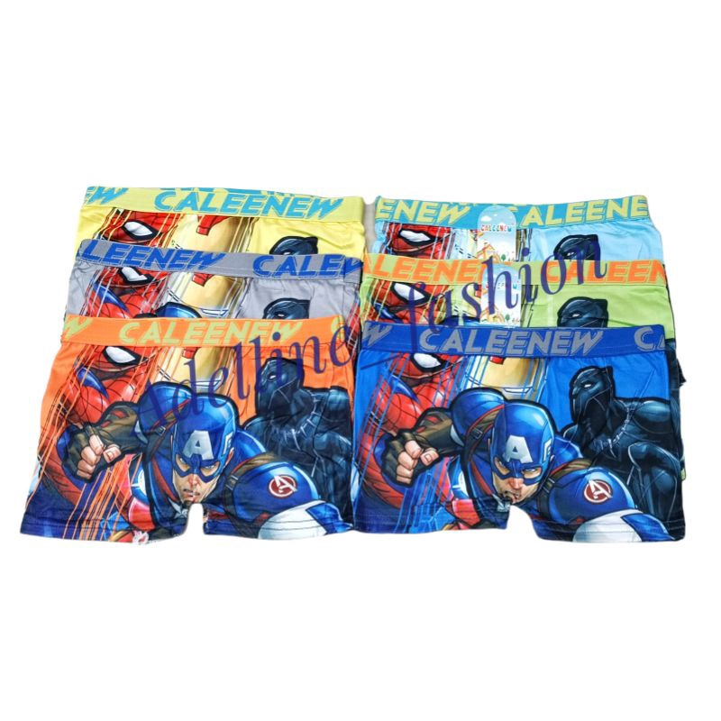 6PCS BOXER ANAK COWO / CEWE CELANA DALAM SEGI EMPAT ANAK SPIDERMAN / TAYO / CD BOXER ANAK CEWE BRANDED  HARGA 1/2 LUSIN / 6PCS HARGA GROSIR MURAH