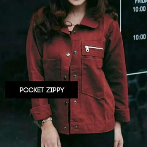 Polan Jaket - Jaket Pocket Zippy Wanita