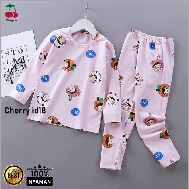 Cherry COD Setelan Baju Tidur Anak Lengan Panjang / Piyama Anak Lengan Panjang PY42