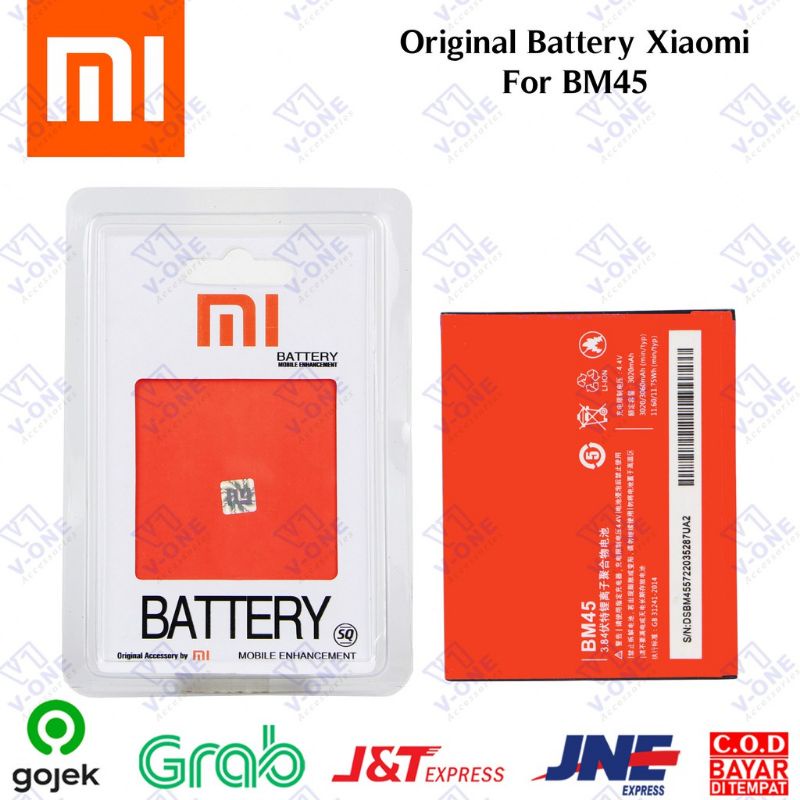 Batterai baterai Batre Xiaomi Redmi Note 2 BM45 Original-3