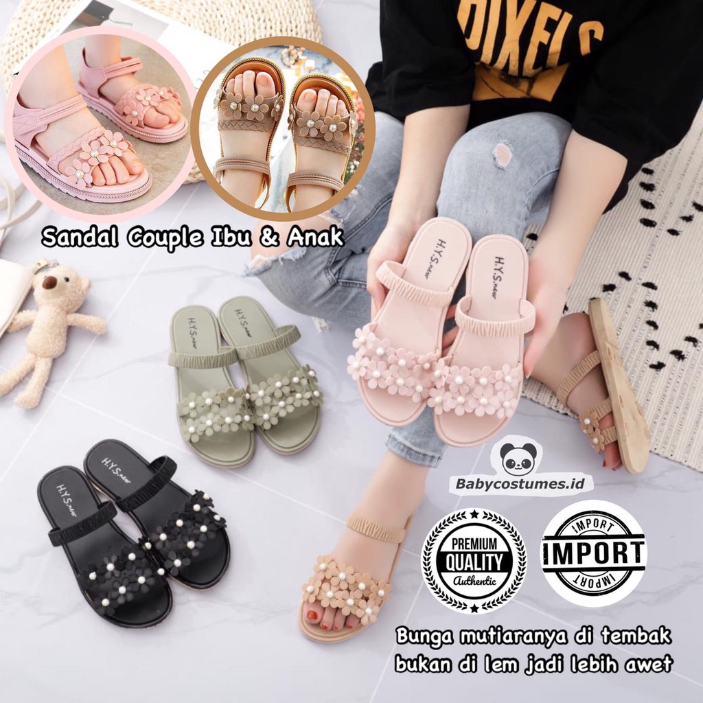 COD MEGA   DWS HYS SANDAL MUTIARA SIZE 36 37 38 39 40 41 COUPLE IBU DAN ANAK