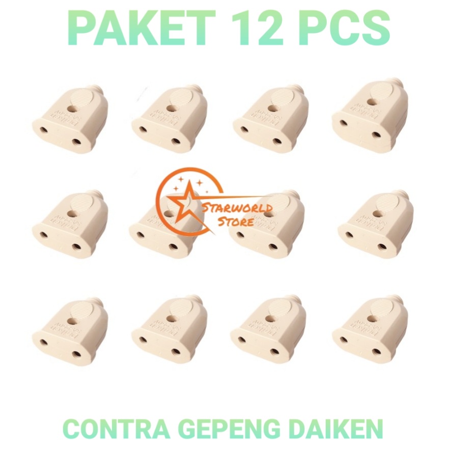 PAKET Hemat 12 Pcs DAIKEN Contra Steker Gepeng / Steker Contra Mini Female DK-883