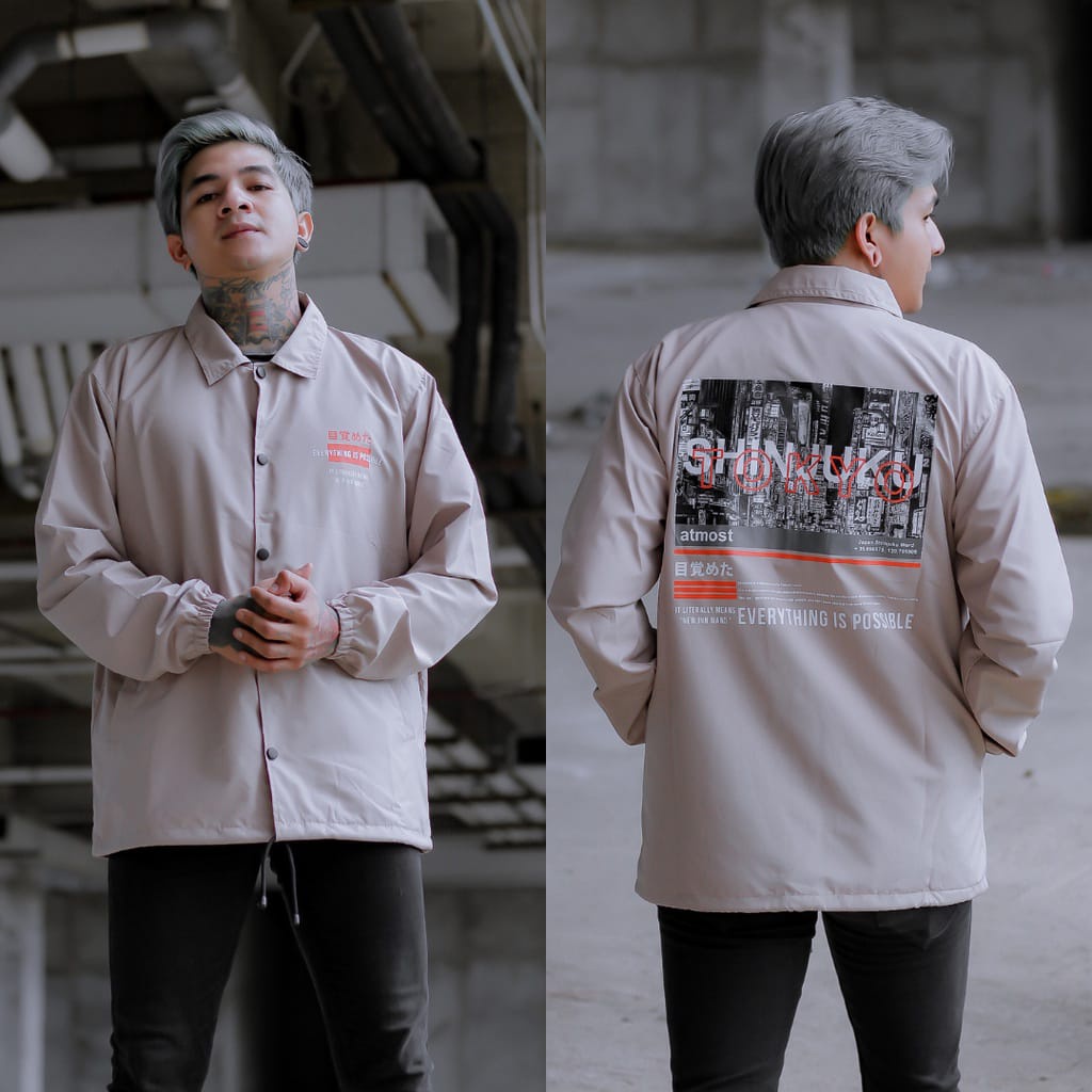 Jaket Coach Erigo // Jaket Pria CJ // Sweater jacket bandung // Jaket Erigo Apparell Terbaru Parasut Perasut-Shinjuku Cream