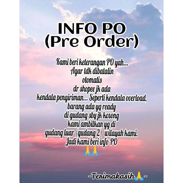 Info Pre Order Sistem Ketentuan Toko Shopee Indonesia