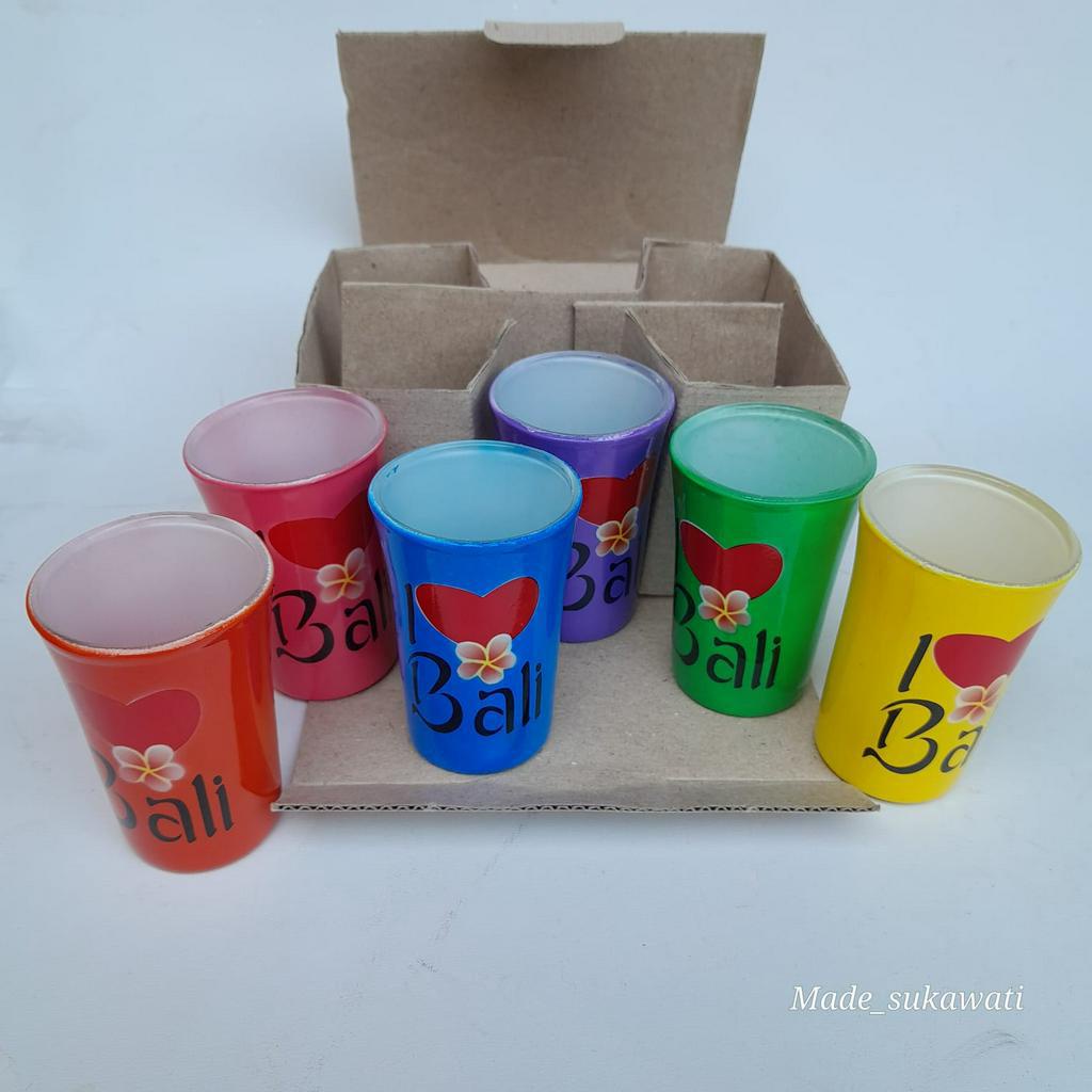 Paket 6pcs Gelas mini warna warni Bali