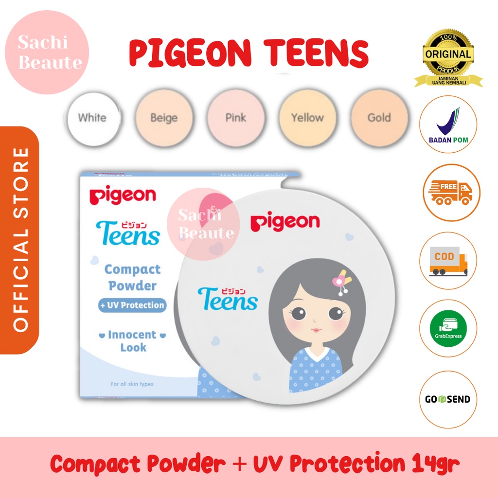 PIGEON Teens Compact Powder + UV Protection 14Gr / Bedak Padat Remaja Teen Powder