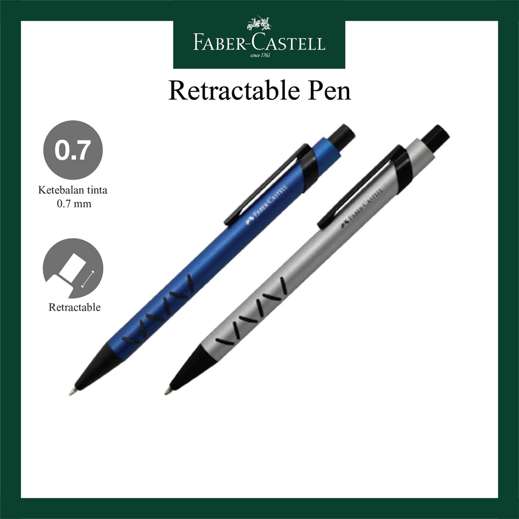 

Stripe Pen Faber Castell / Silver and Blue Pen / Ukuran 0.7 MM / Pulpen / Ballpoin