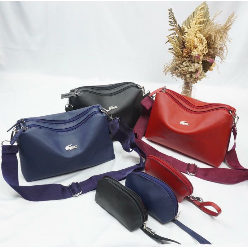 Tas selempang lacoste set dompet