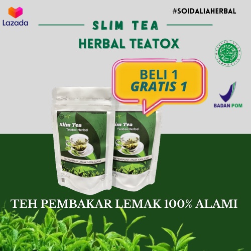 Slim Tea Detox Green Teh Pelangsing Badan Cepat Permanen BPOM 18X Seduh Obat Diet Ampuh Slim Tea Bea