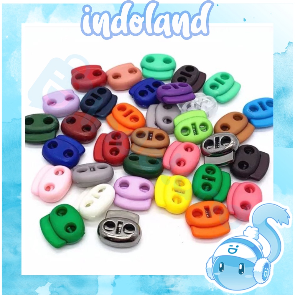 ☀ INDOLAND ☀ R528 Stopper Compo Warna-Warni Adjustable Pengatur Tali Serut Stoper Lobang Dua