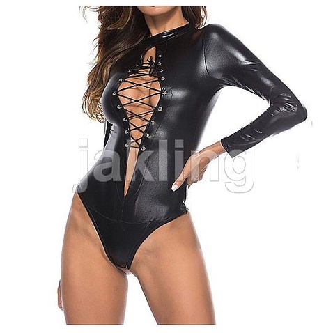 Jakarta Lingerie Jlmftp014 Black Bodysuit Vinyl Latex Sexy #98