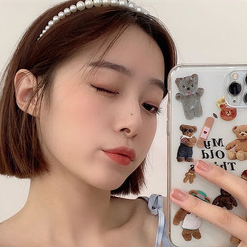 Bando Sisir Rambut Hias Mutiara Berlian Imitasi Anti slip Gaya Korea Untuk Wanita