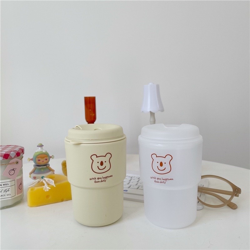 Gelas Tumbler Aesthetic Gelas Minum Mika Beige Transparant Simple Elegan Water Bottle Cup for Coffee