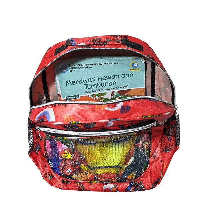 TAS RANSEL SEQUIN / USAP 2 GAMBAR KARAKTER IRON MAN - ULTRAMAN ANAK SEKOLAH TK / SD