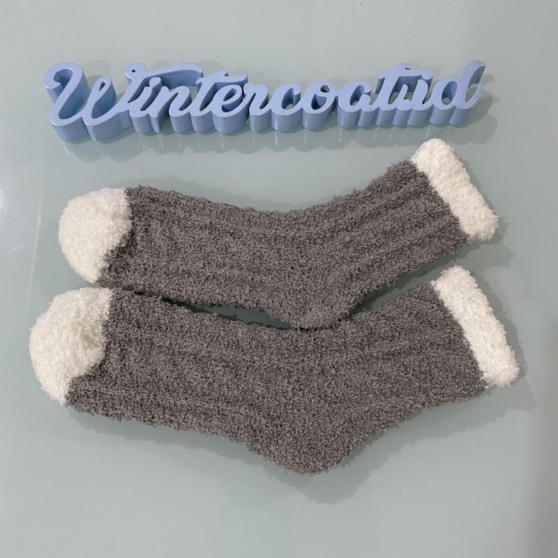 Kaos kaki wool wanita musim dingin winter import wol socks woman hangat korea candy tidur-Abu Tua