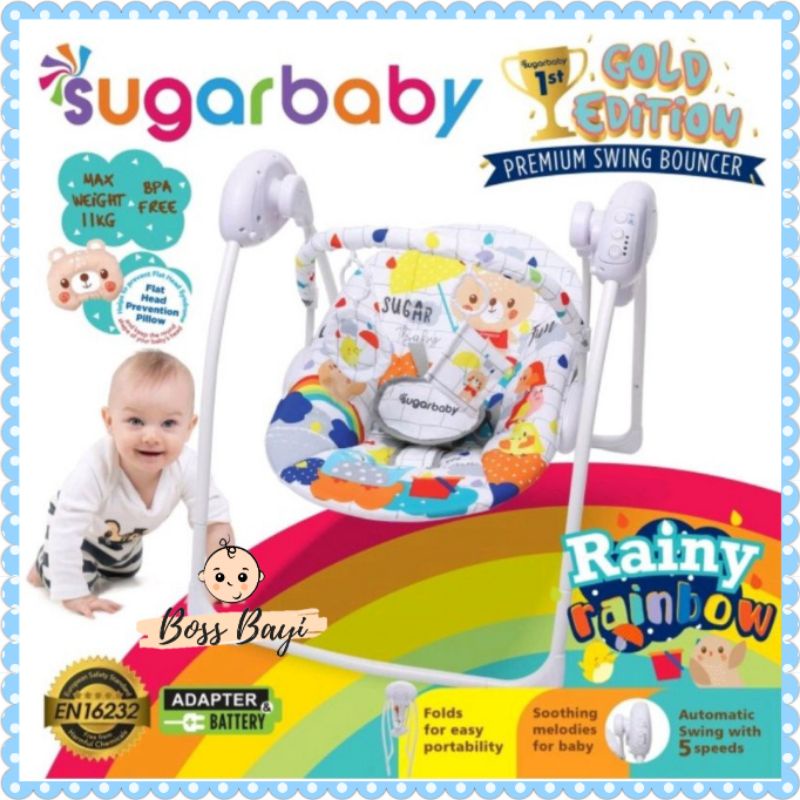 SUGAR BABY Premium Swing Bouncer / Ayunan Otomatis Bayi Gold Edition