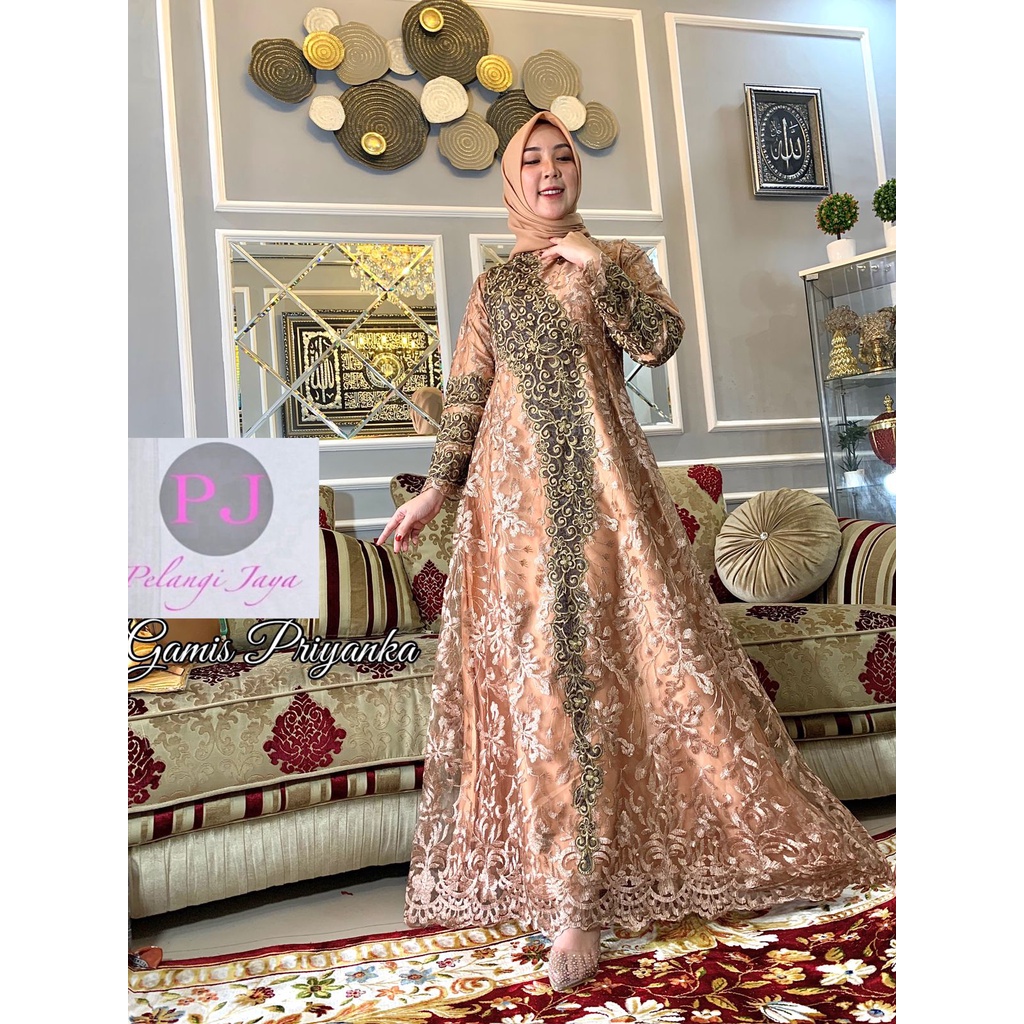 Kadai.baju / Gamis priyanka dress / Gamis pesta brukat / Gamis wisuda dan pernikahan Size M L XL XXL