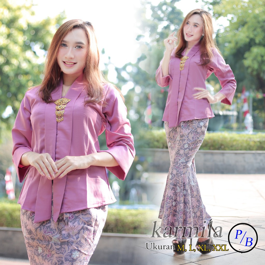 Realpict !! Set kebaya floy polos baletoli / rok duyung / kebaya modern / kebaya kartini