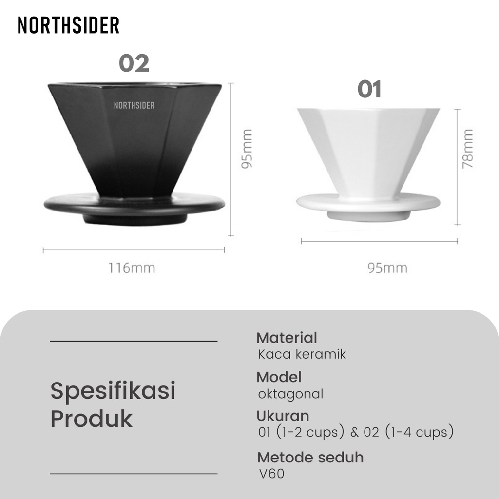 OCTAGONAL V60 CERAMIC DRIPPER KOPI MANUAL BREW PREMIUM NB-0804