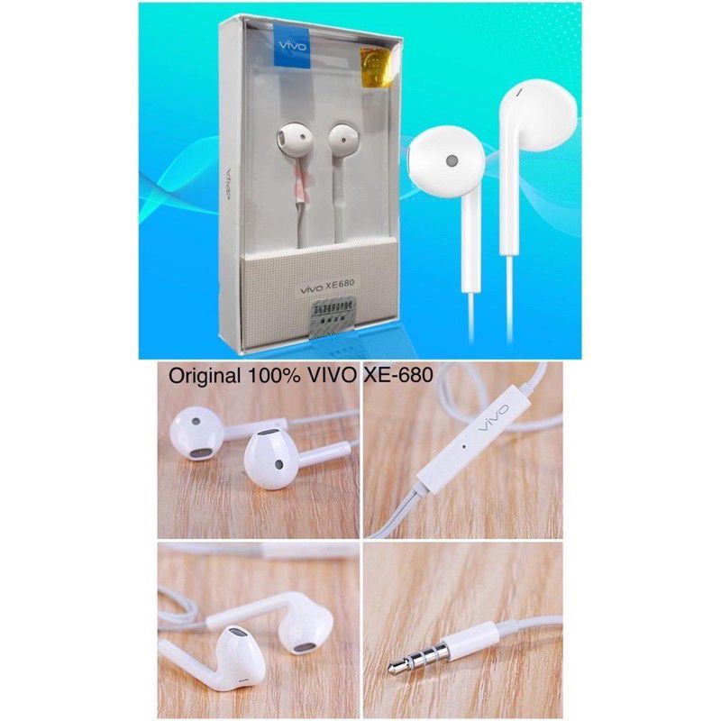 HEADSET/EARPHONE VIVO ORI EXTRA BASS HEADSET VIVO Y11 Y12 Y19 V11 V17 Y20 By VIVO (XE-680) HANDSFREE VIVO ORIGINAL