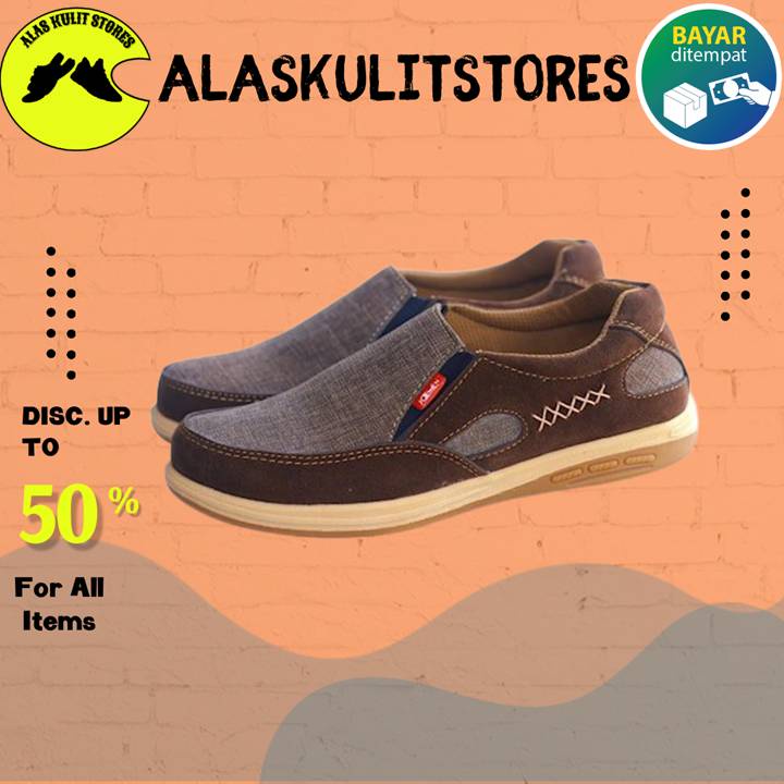 Sepatu Slip Kulit Pria Original Slipper Slop On Wanita Asli Premium Casual Formal Santai Tanpa Tali 