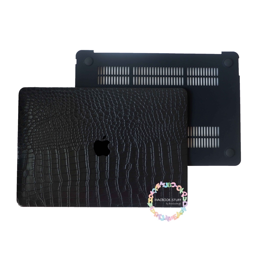 MACBOOK CASE CROCODILE KULIT LEATHER BUAYA CROCO BLACK NEW AIR PRO 11 12 13 14 15 16 INCH NON /  WITH CD ROOM / TOUCHBAR / TOUCH ID / M1 M2 Max 2020 2021 2022