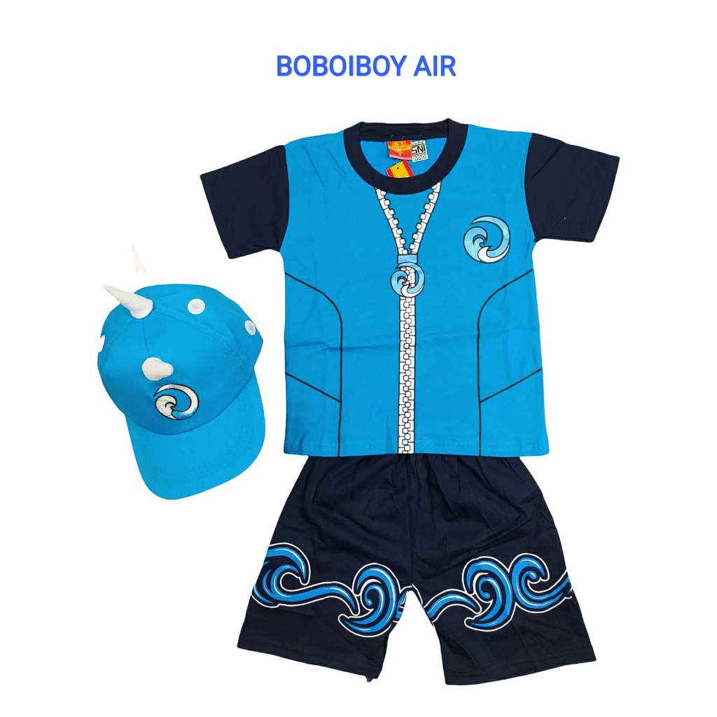 SETELAN BAJU ANAK BOBOIBOY AIR GRATIS TOPI / BAJU ANAK SETELAN BOBOIBOY AIR