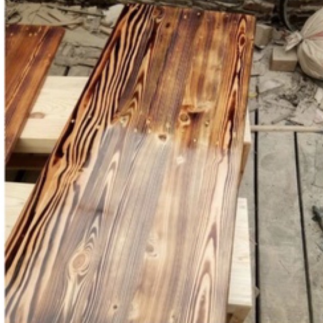 Jual papan kayu jati belanda 120x40x2cm motif bakar vernis Shopee
