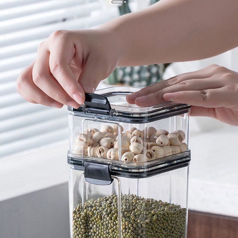 Toples Kotak Snack Akrilik Kedap Udara Penyimpanan Bening Cereal Kontainer Makanan Food Storage Acrylic Jar Container