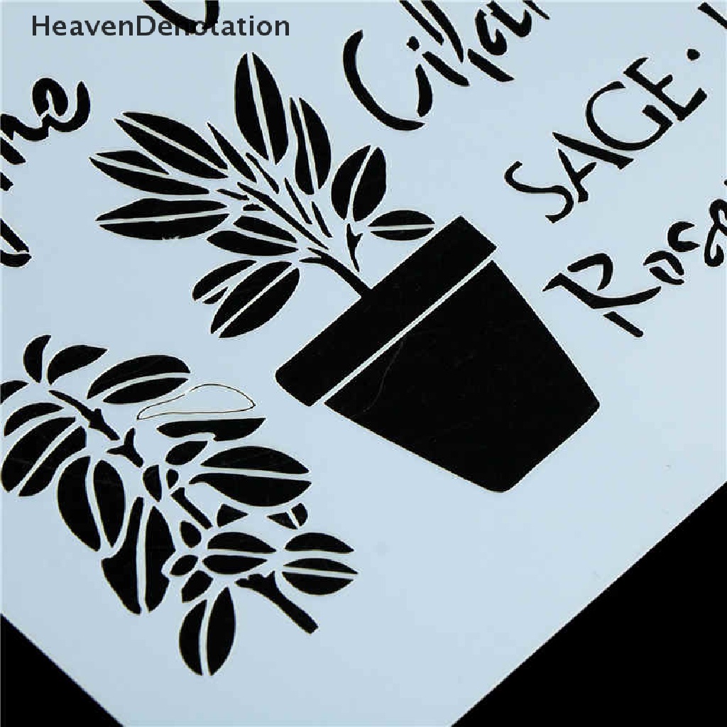 (Heavendenotation) Cetakan Stensil Motif Daun Herbal Untuk Dekorasi Dinding / Scrapbook / Album Foto