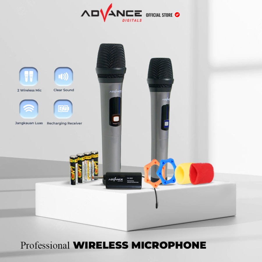 Advance Mic Ck-5022 Microphone Profesional Wireless Dual 2 Mic Duet