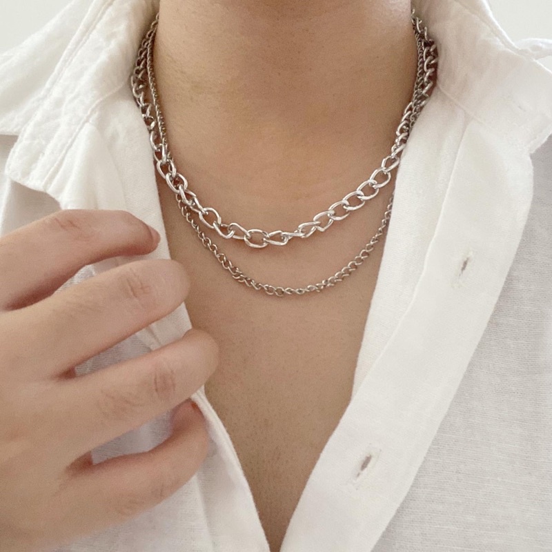 Ark.co - ROLLO double chain necklace kalung layer rantai minimalis simple