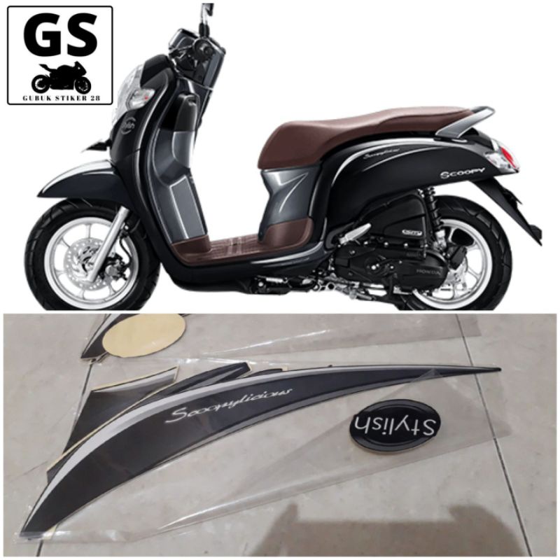 STRIPING STIKER LIS BODY MOTOR HONDA SCOOPY TAHUN 2017 STYLISH BROWN ORISINIL