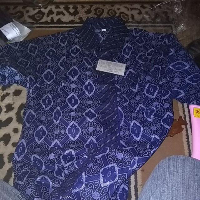 Kemeja Batik Fashion Motif Wajik Biru Lengan Pendek