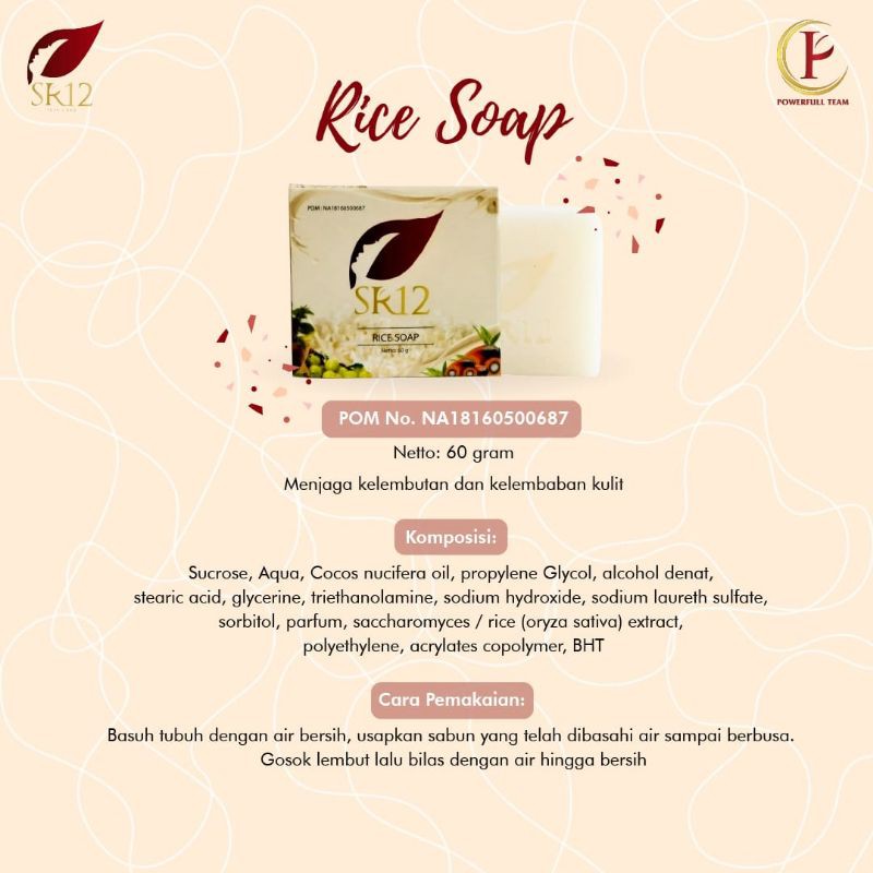 

RICE SOAP ORI SR12/ Jerawat/ Kulit sensitif/ berminyak