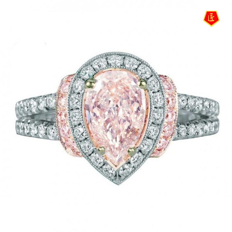 [Ready Stock]Elegant Creative Inlaid Pink Crystal Ring