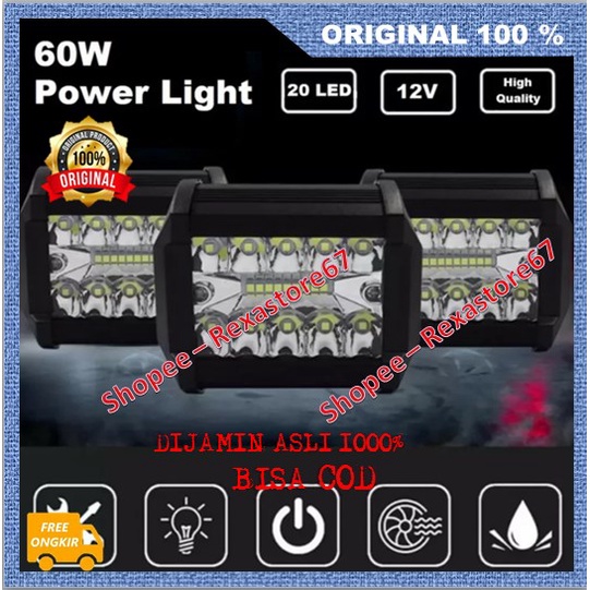 Lampu Sorot 20 Led Lampu Tembak Sorot Touring Offroad LED Motor Mobil 20 Led ASLI