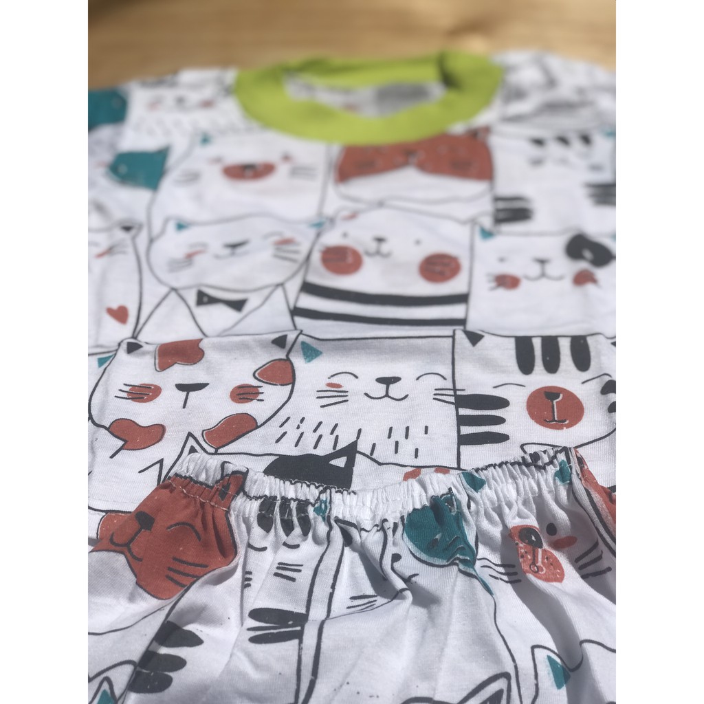 [STO.MKCPD] Setelan Bayi Pendek Motif Kucing Lucu Umur 3 - 18 Bulan