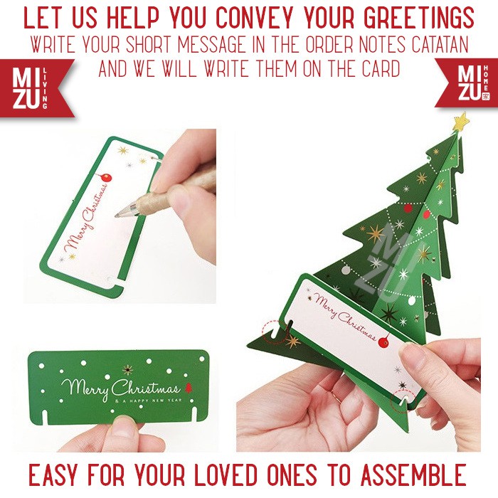 MIZU KURISUMASU TSURI Christmas Tree Pop Up 3D Card Kartu Ucapan Natal 3D
