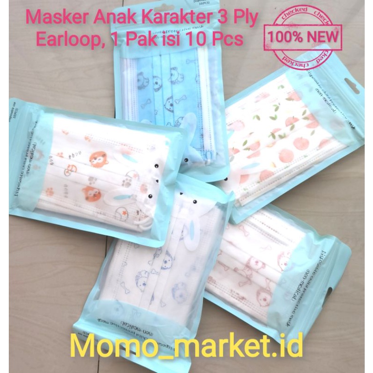 Masker Anak Earloop 3 Ply isi 10 Pcs